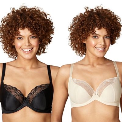 Gorgeous DD+ Pack of two black and nude lace D-H t-shirt bras
